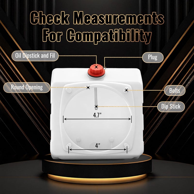 LOSTAR 3 Quart Poly Power Unit Reservoir for Hydraulic Systems, Polyethylene Flat Bottom Utility Fluid Tank for Dump Trucks Trailers RVs Boats - Image 3